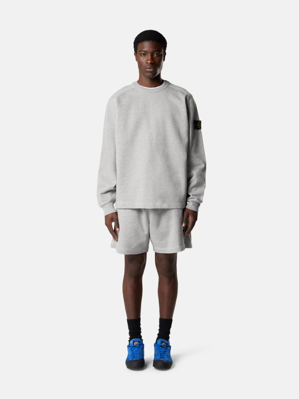 STONE ISLAND Mélange Fleece Oversized-fit Crewneck Sweatshirt Dust Grey