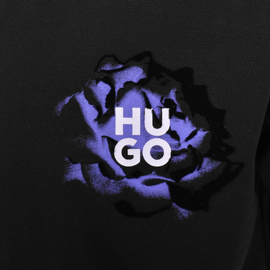 HUGO Dignipolo Logo Graphic Print Polo Shirt Black