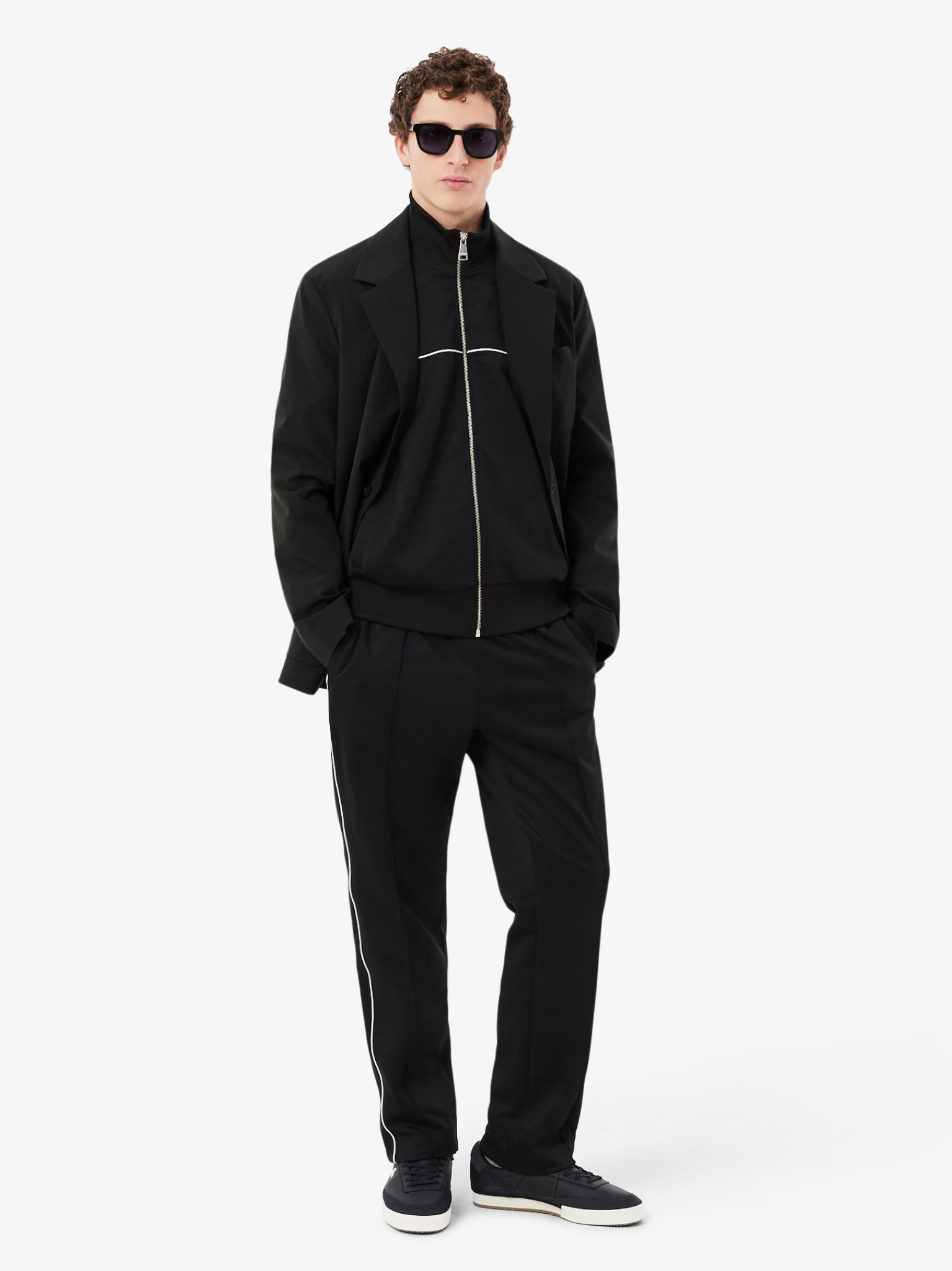 LACOSTE Trim Accent Zipped Sweatshirt Black