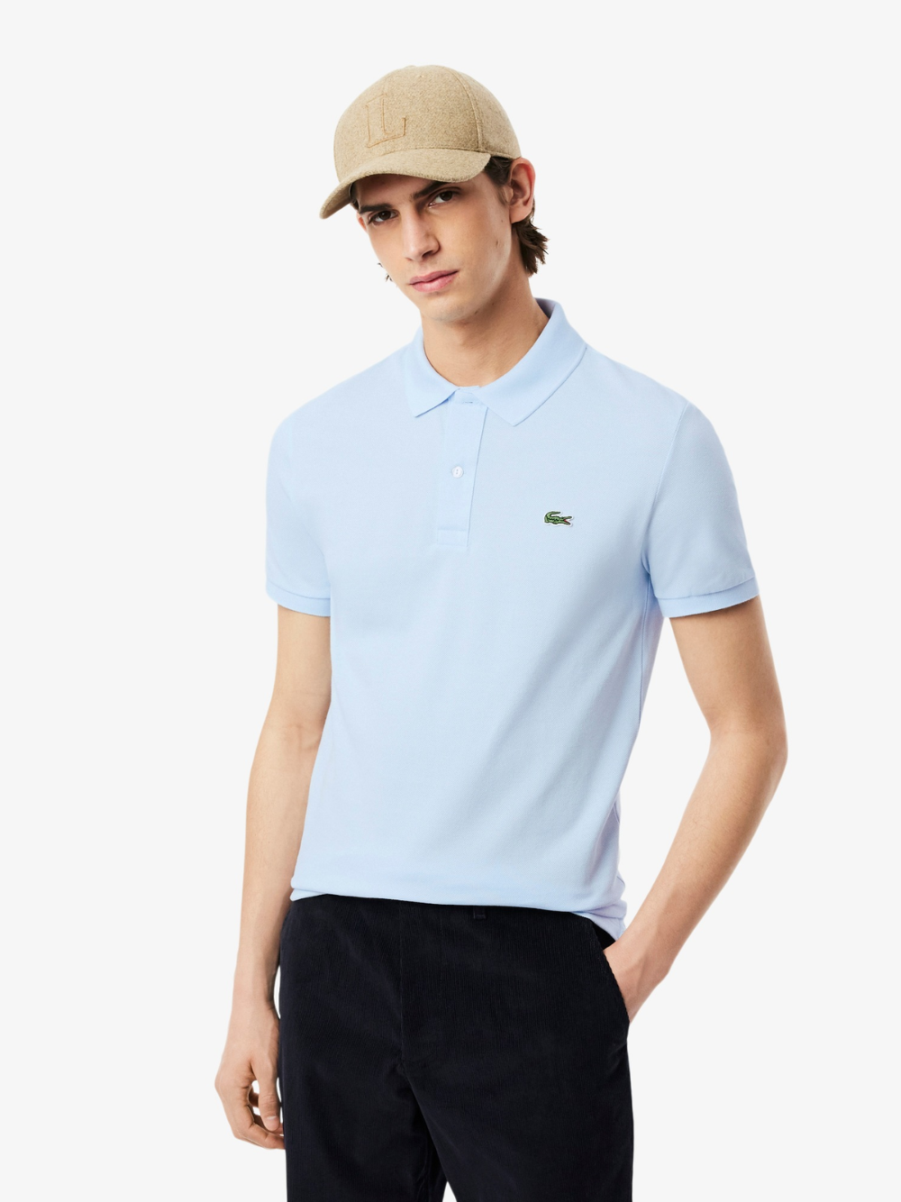 LACOSTE Slim Fit L.12.12 Piqué Polo Shirt Light Blue