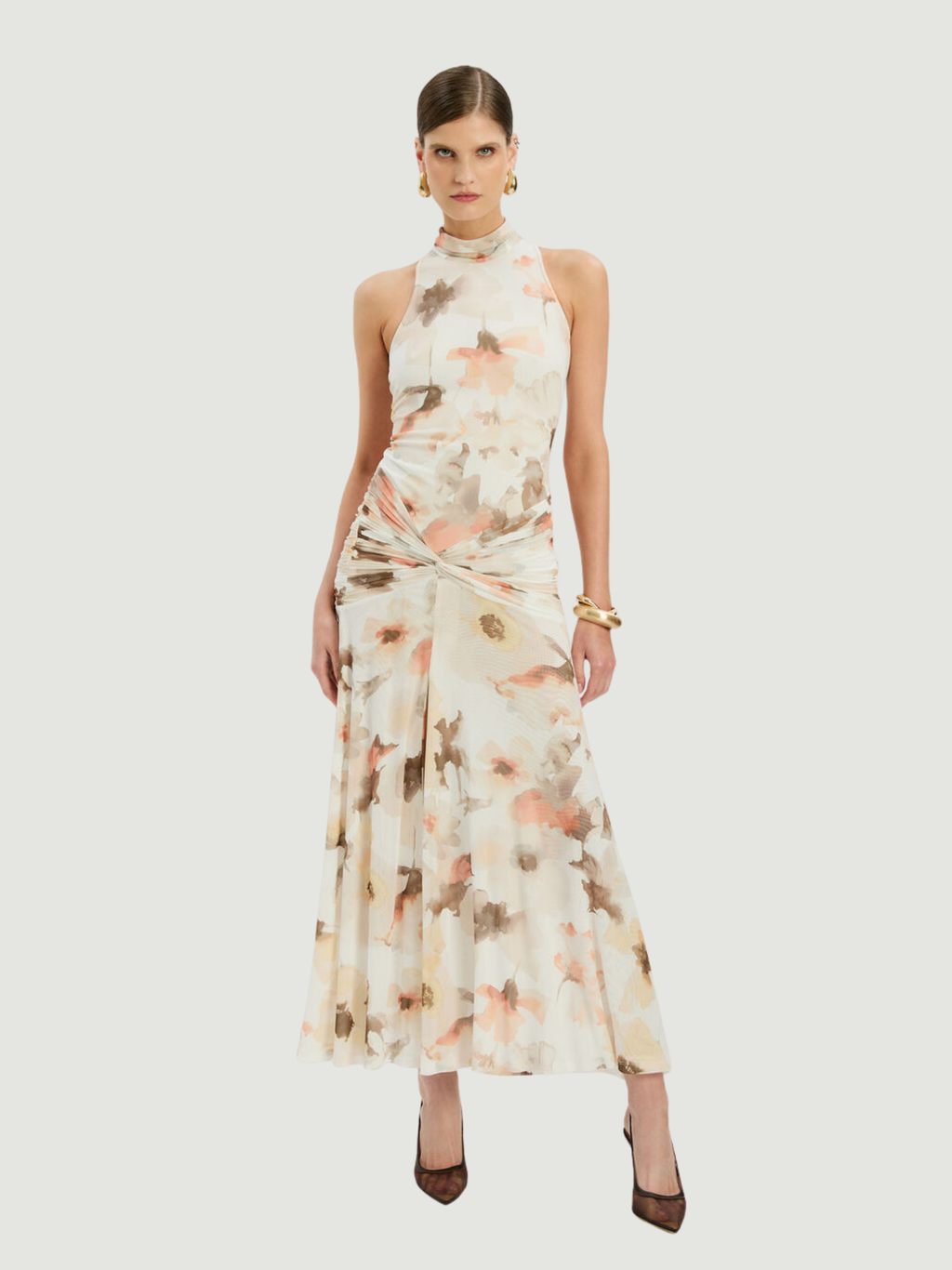 BARDOT WOMEN Leanna Mesh Midi Dress Ivory Floral