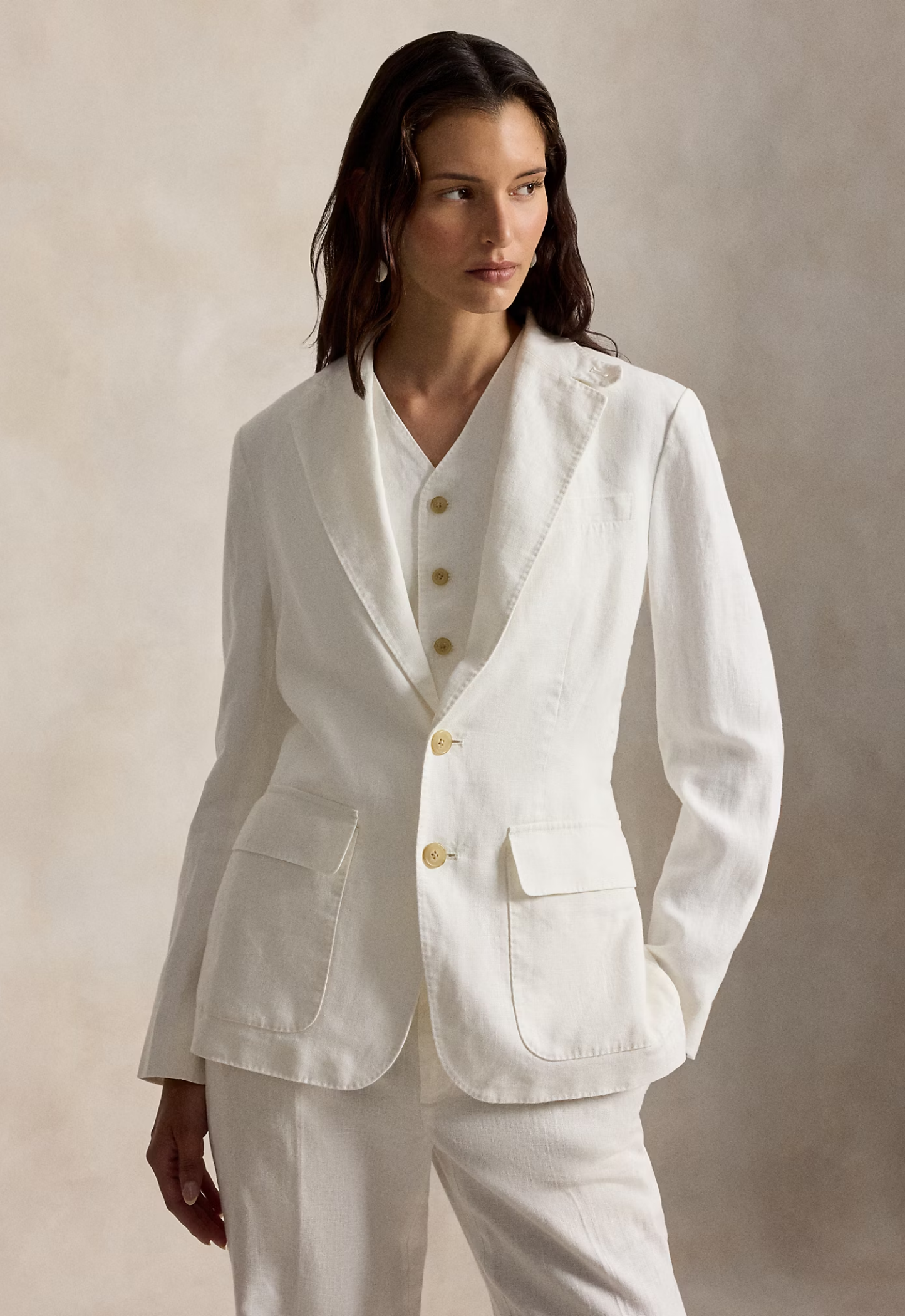 RALPH LAUREN WOMENS Single-Breasted Linen Blazer Nevis