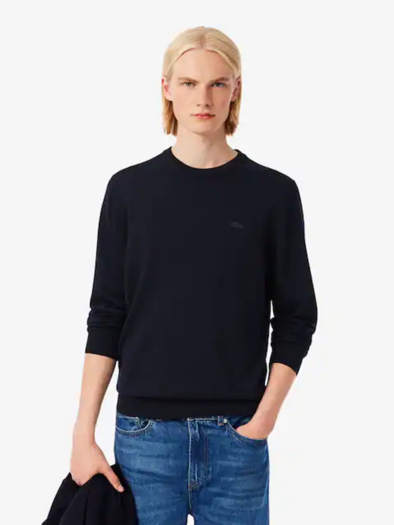 LACOSTE Merino Wool Crew Neck Sweater Midnight Blue