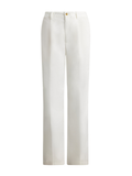 RALPH LAUREN WOMEN Pleated Cotton-Blend Relaxed Trousers Deckwash White