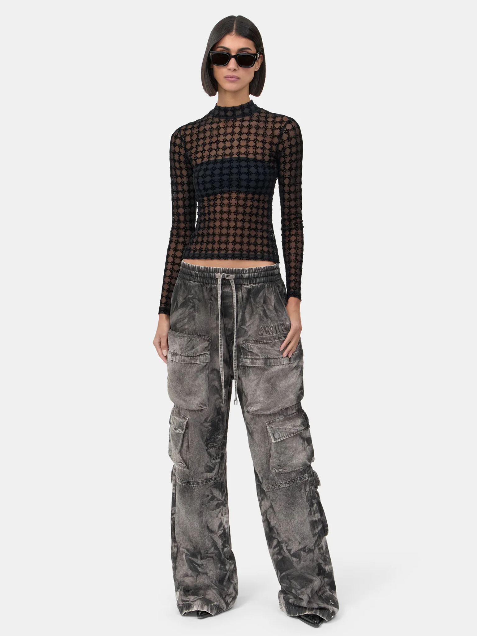 AMIRI WOMEN MA Quad Flocked Top Black