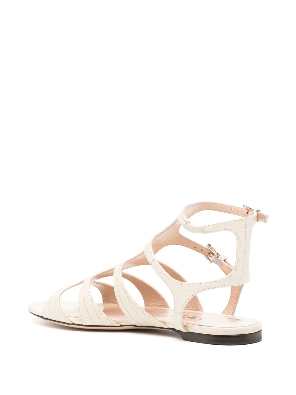 TOM FORD WOMEN Croc-Effect Leather Sandals Ivory