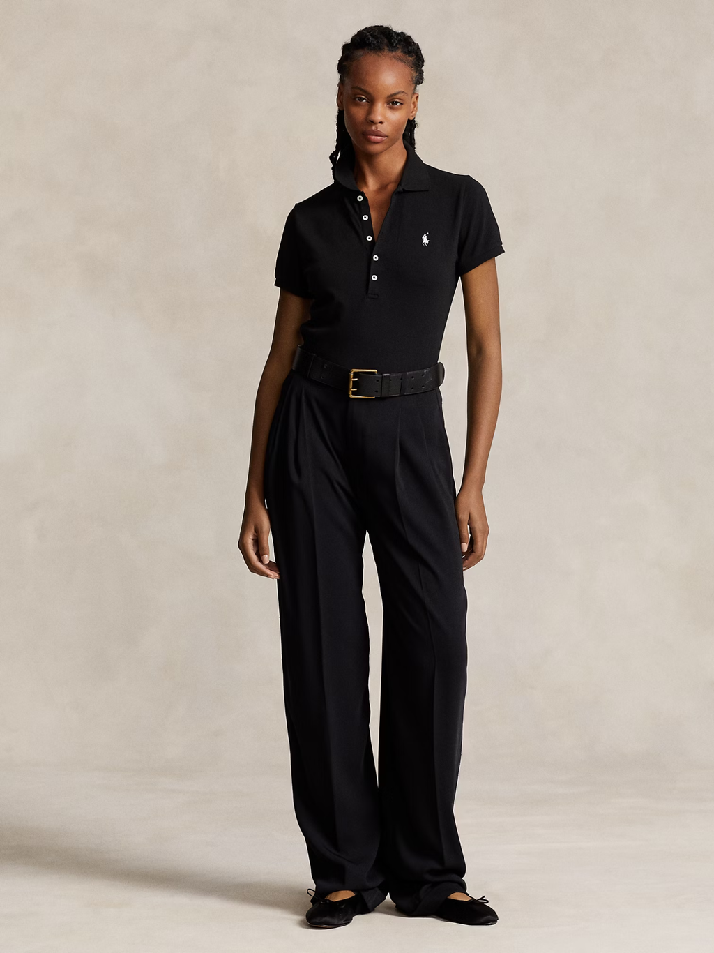 RALPH LAUREN WOMEN Slim fit Stretch Polo Shirt Black