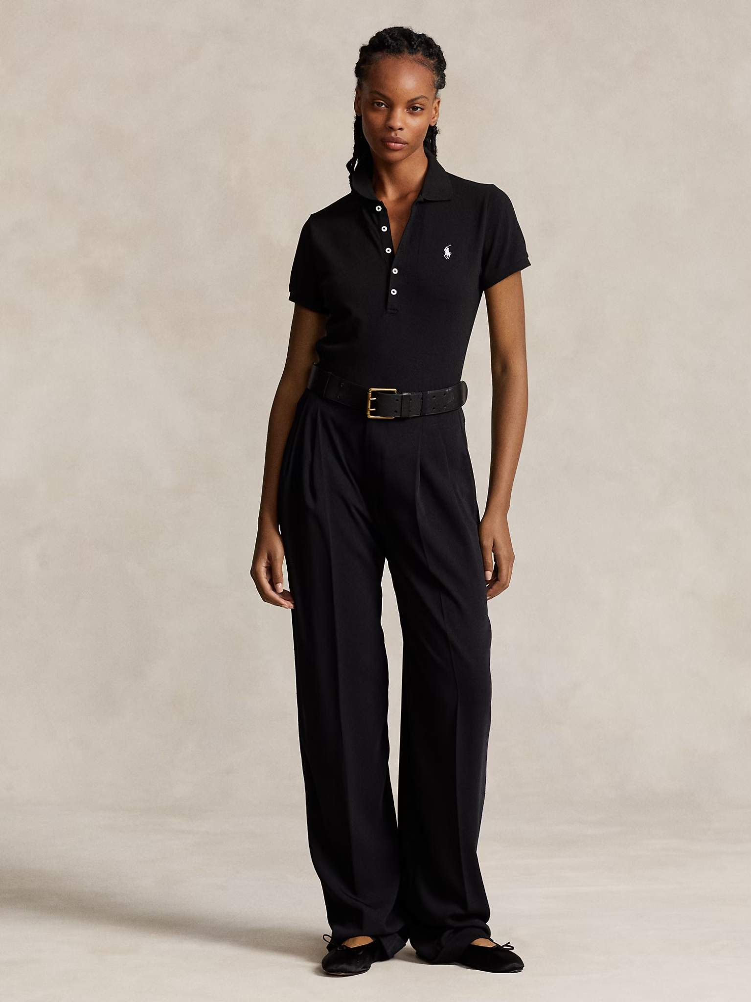 RALPH LAUREN WOMEN Slim fit Stretch Polo Shirt Black