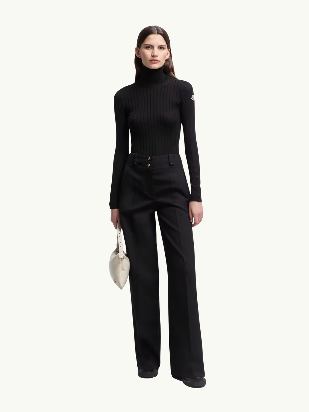 MONCLER WOMEN Wool & Cashmere Polo Neck Jumper Black