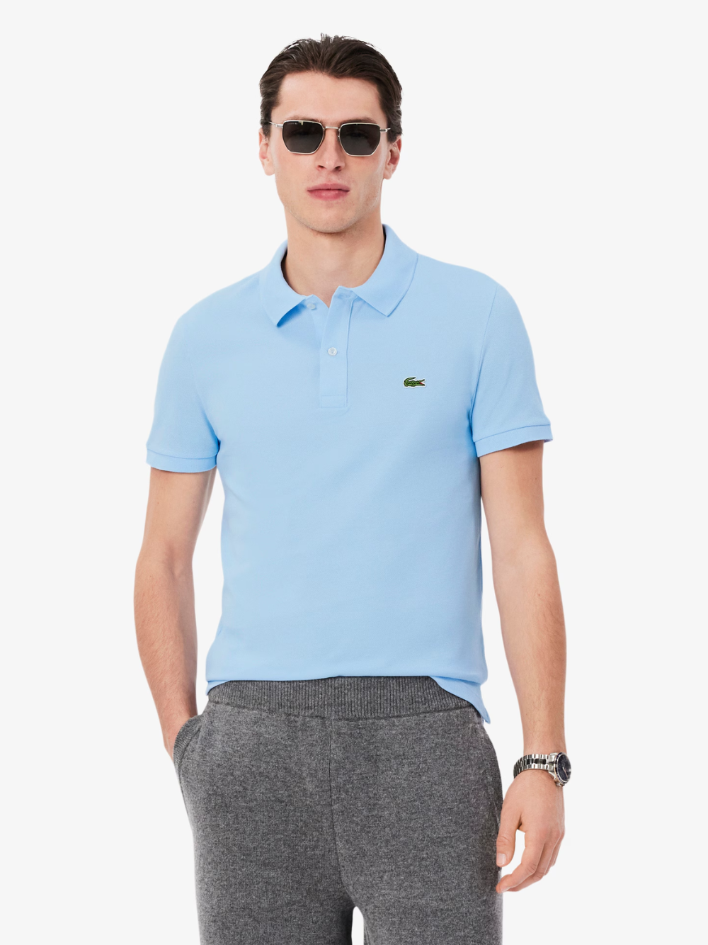 LACOSTE Slim Fit L.12.12 Piqué Polo Shirt Pale Blue