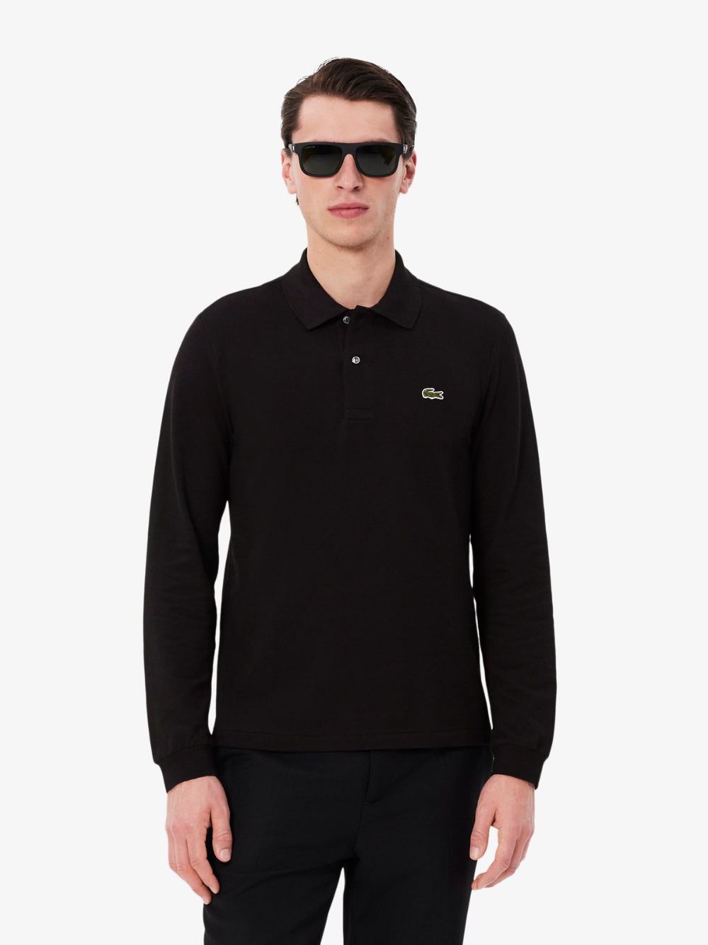 LACOSTE Classic Fit Long Sleeved L.12.12 Polo Shirt Black