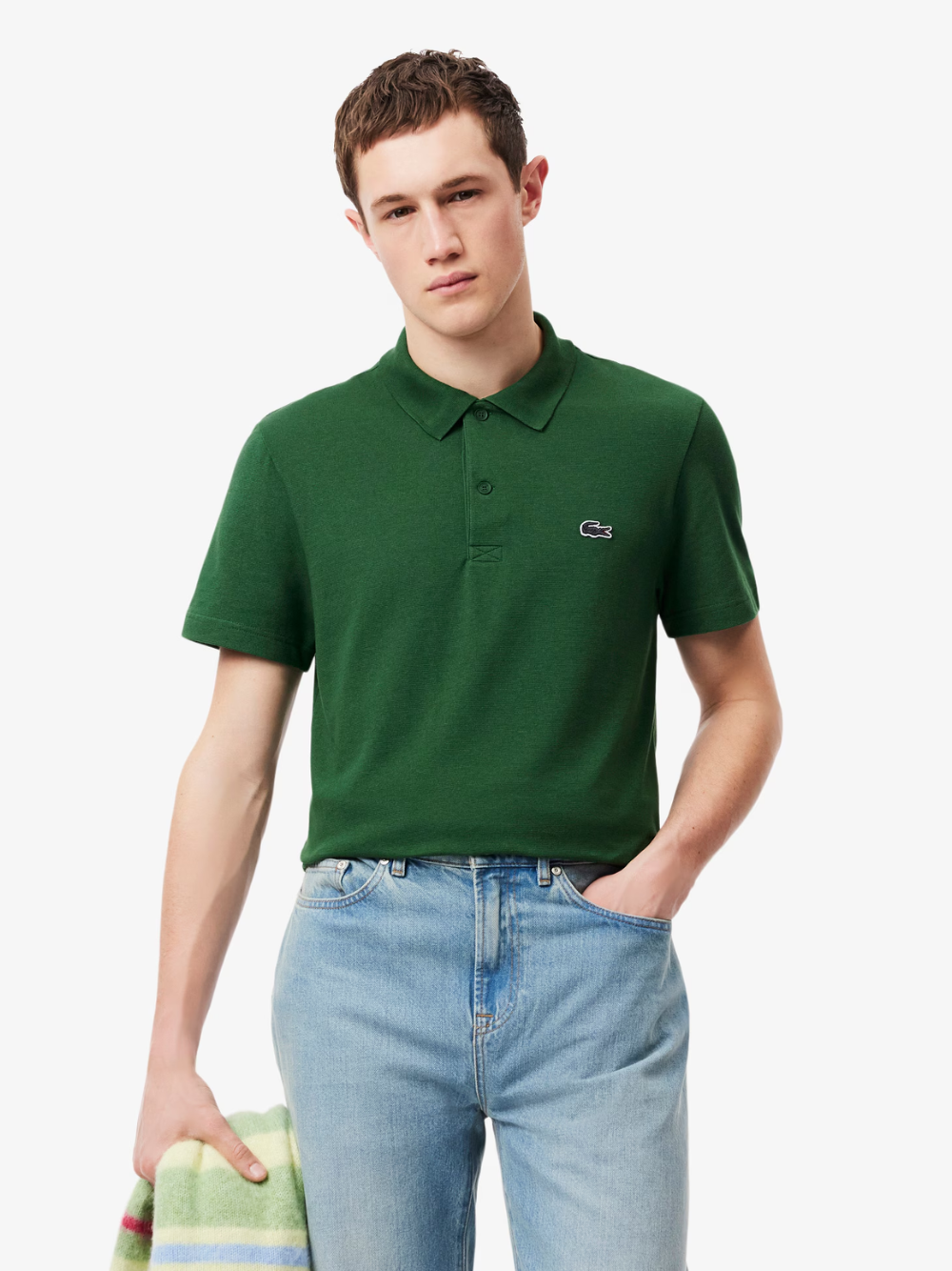 LACOSTE Regular Fit Cotton Polyester Blend Polo Shirt Green
