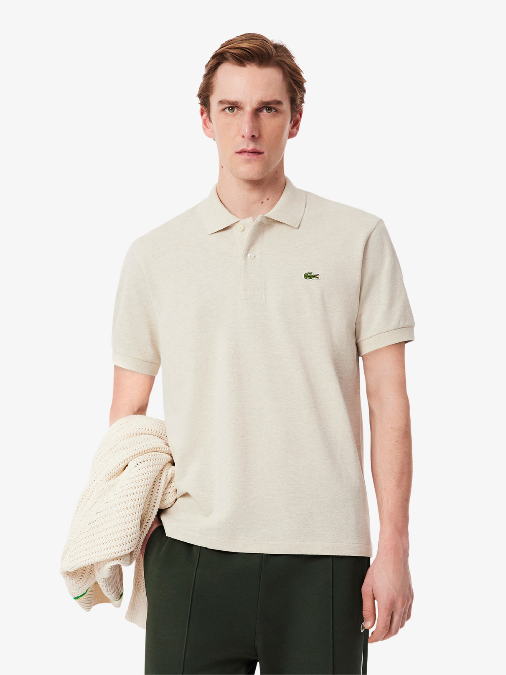 LACOSTE Classic Fit L.12.12 Marl Polo Shirt Heathered Grey