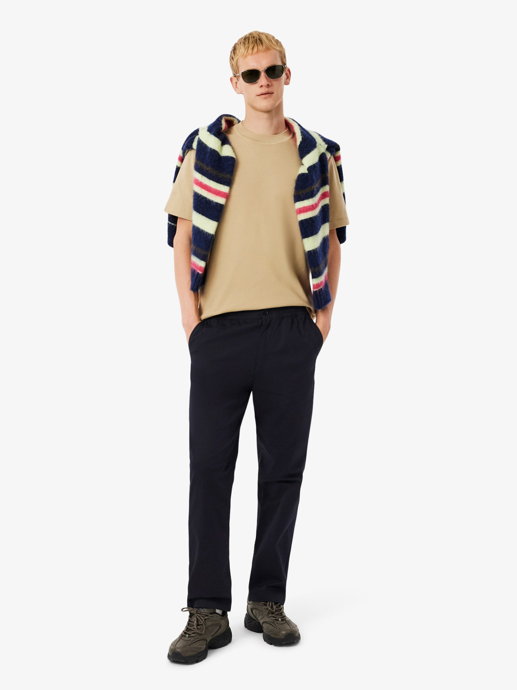 LACOSTE Regular Fit Cotton Gabardine Chino Pants Navy Blue