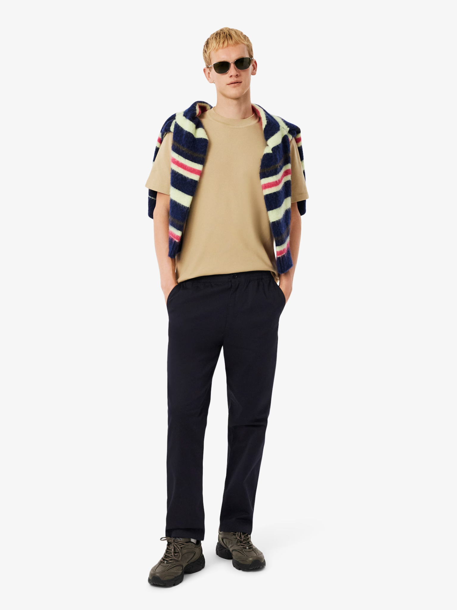 LACOSTE Regular Fit Cotton Gabardine Chino Pants Navy Blue