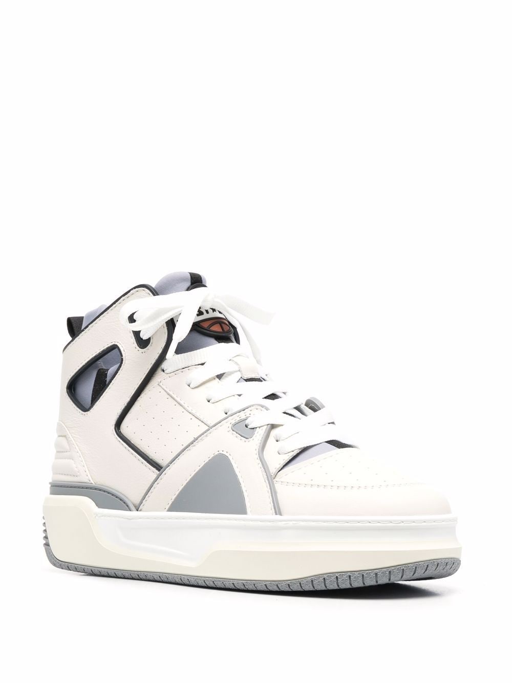 JUST DON Panelled High-top Leather Sneakers White/Grey