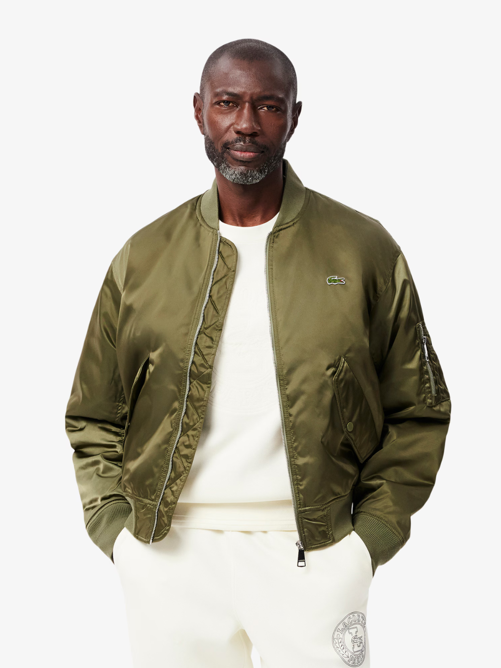 LACOSTE Water-Repellent Padded Bomber Jacket Green