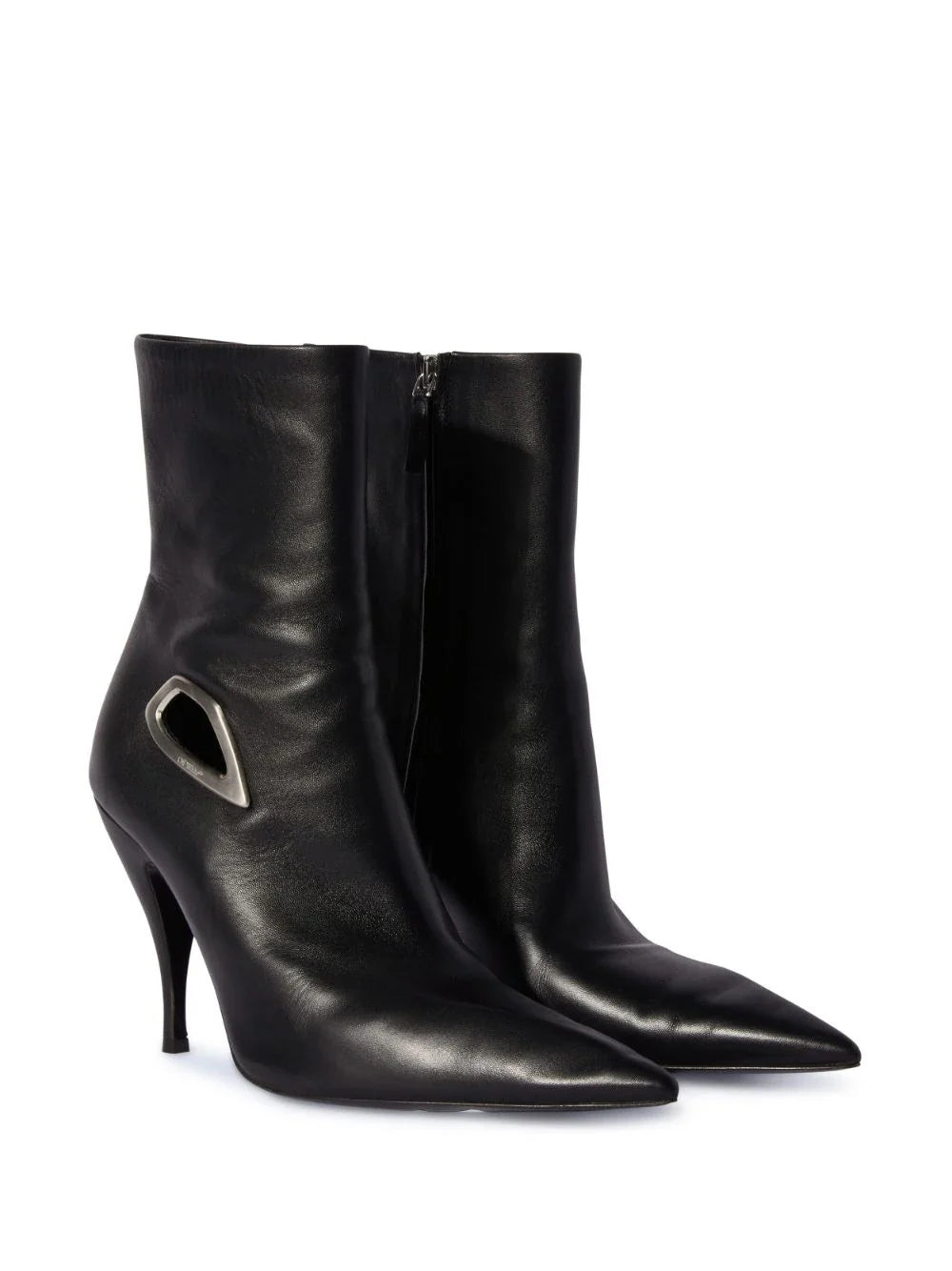 OFF-WHITE WOMEN Crescent Leather Heels Black Silver