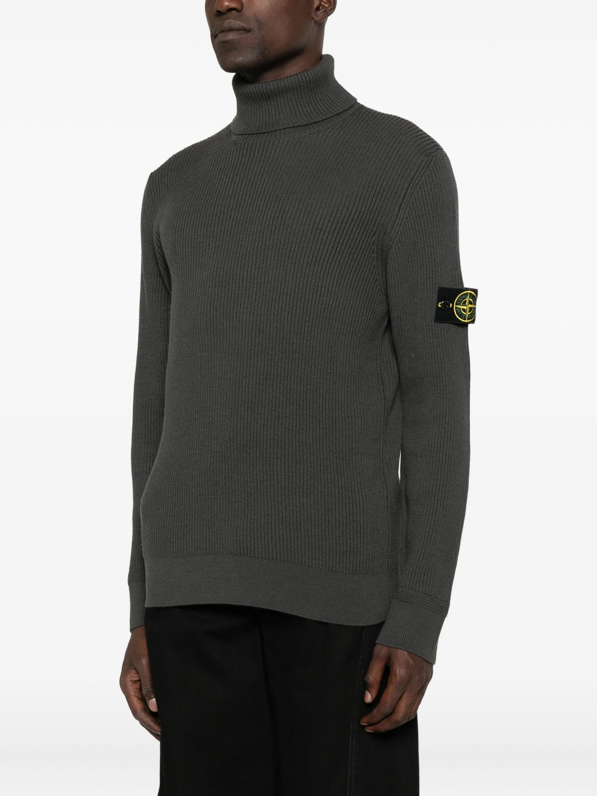STONE ISLAND Ribbed Turtleneck Sweater Lead Grey