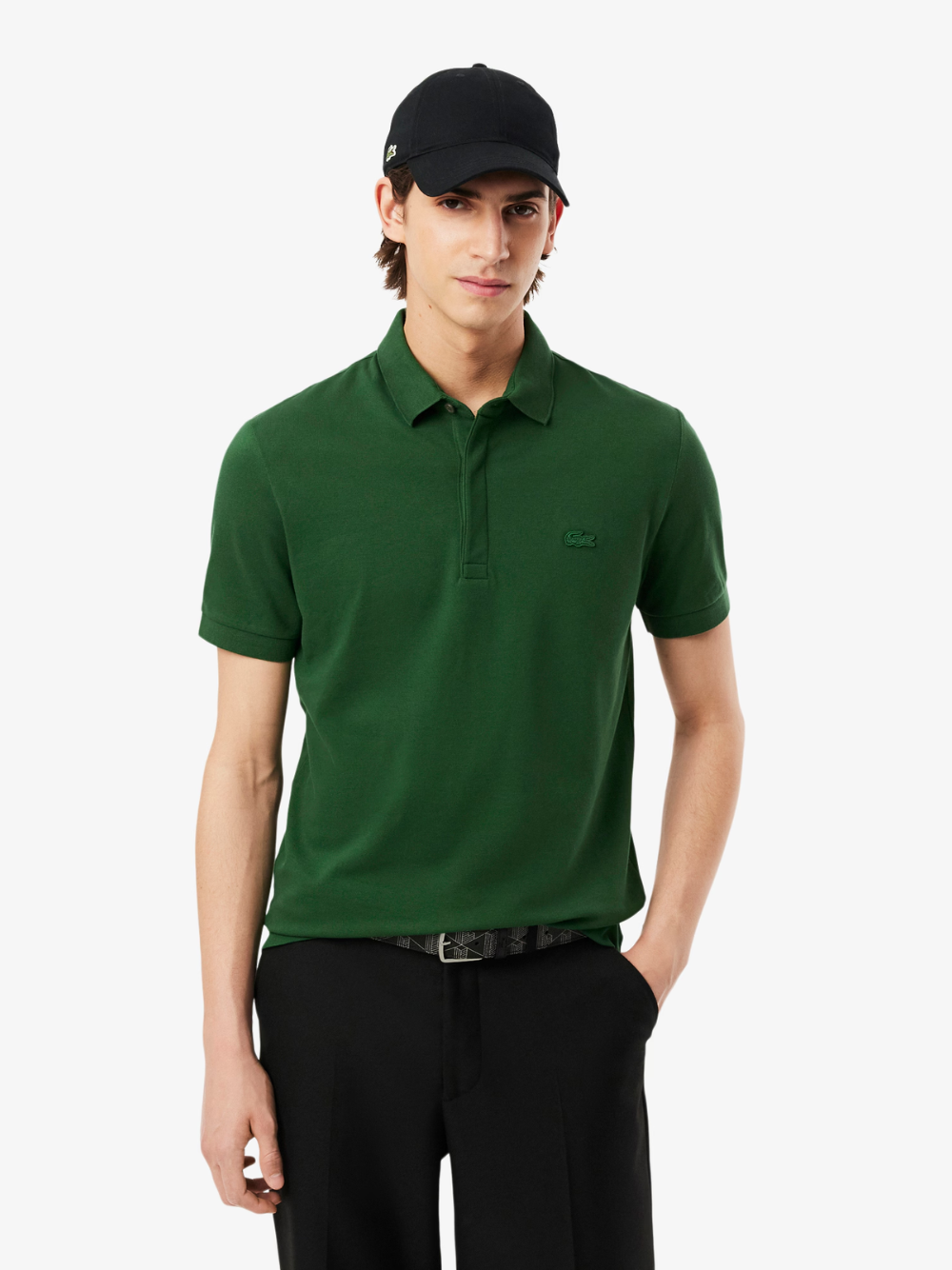 LACOSTE Regular Fit Paris Stretch Piqué Polo Shirt Pine Green