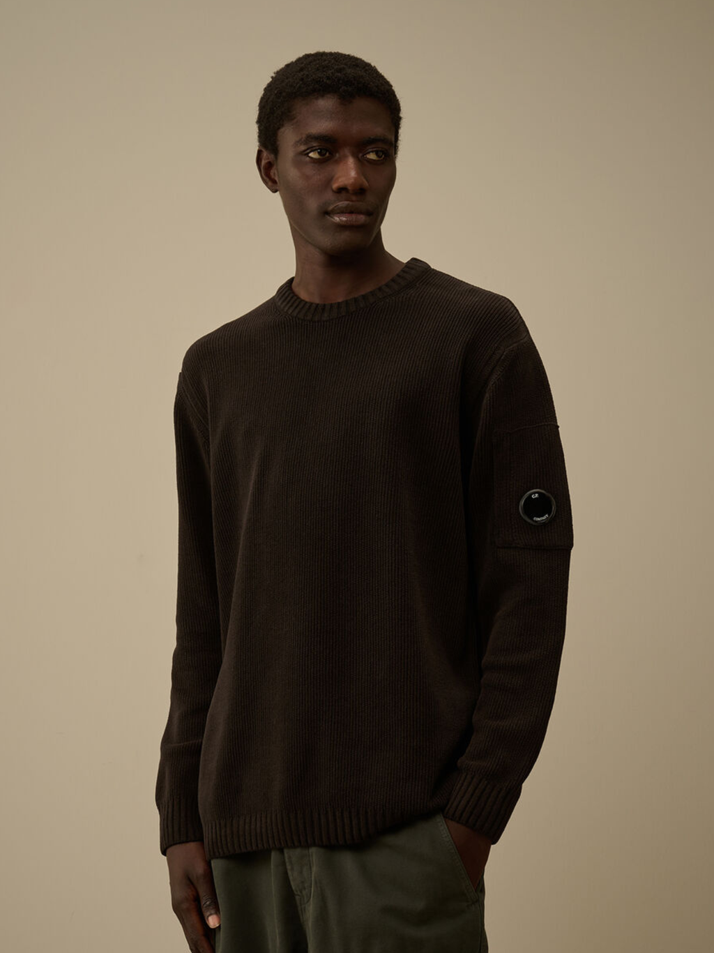 C.P COMPANY Cotton Chenille Crewneck Sweater Black