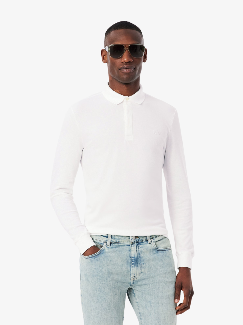 LACOSTE Regular Fit Paris Stretch Piqué Polo Shirt White