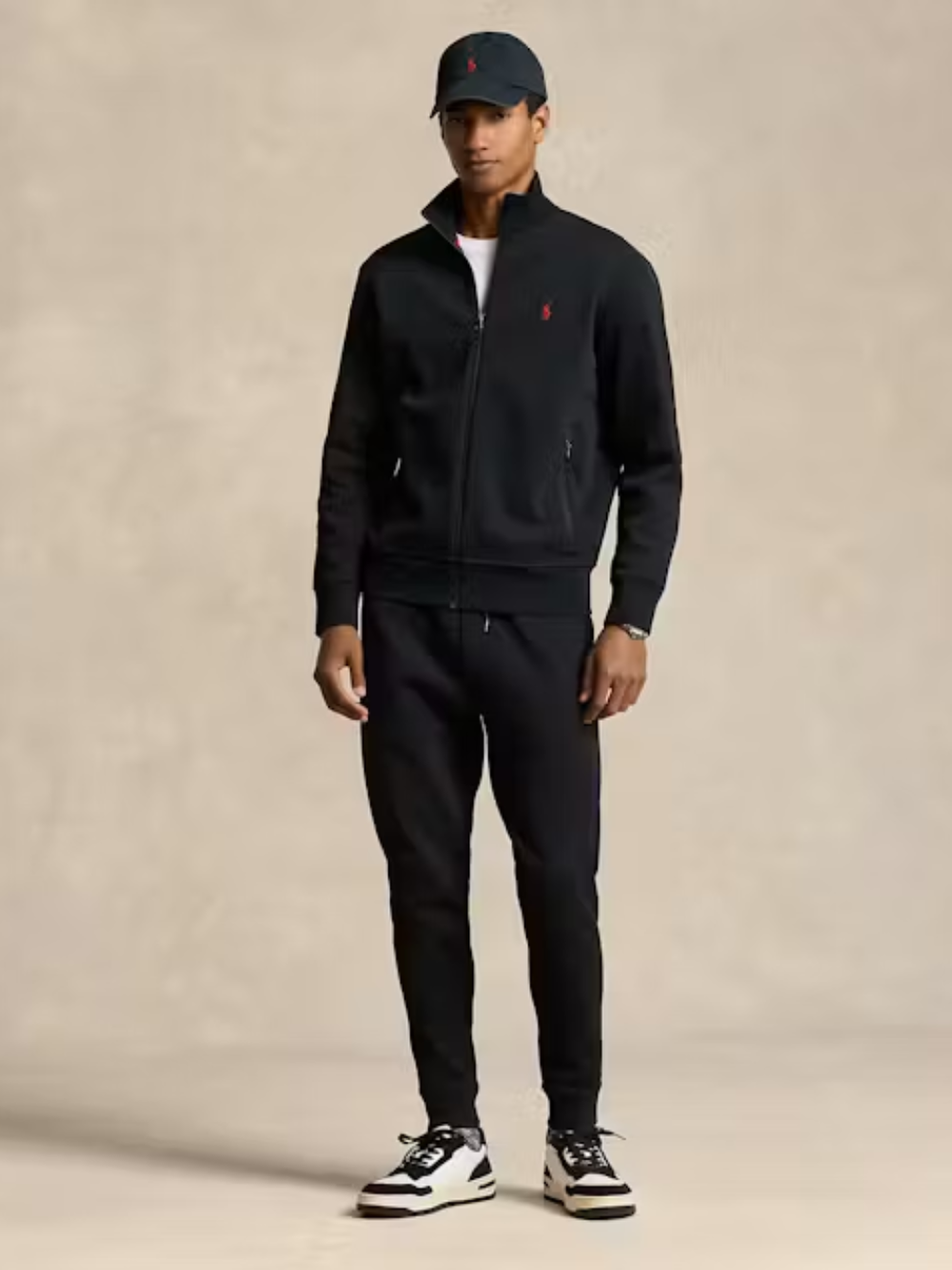 RALPH LAUREN Double-Knit Track Jacket Polo Black