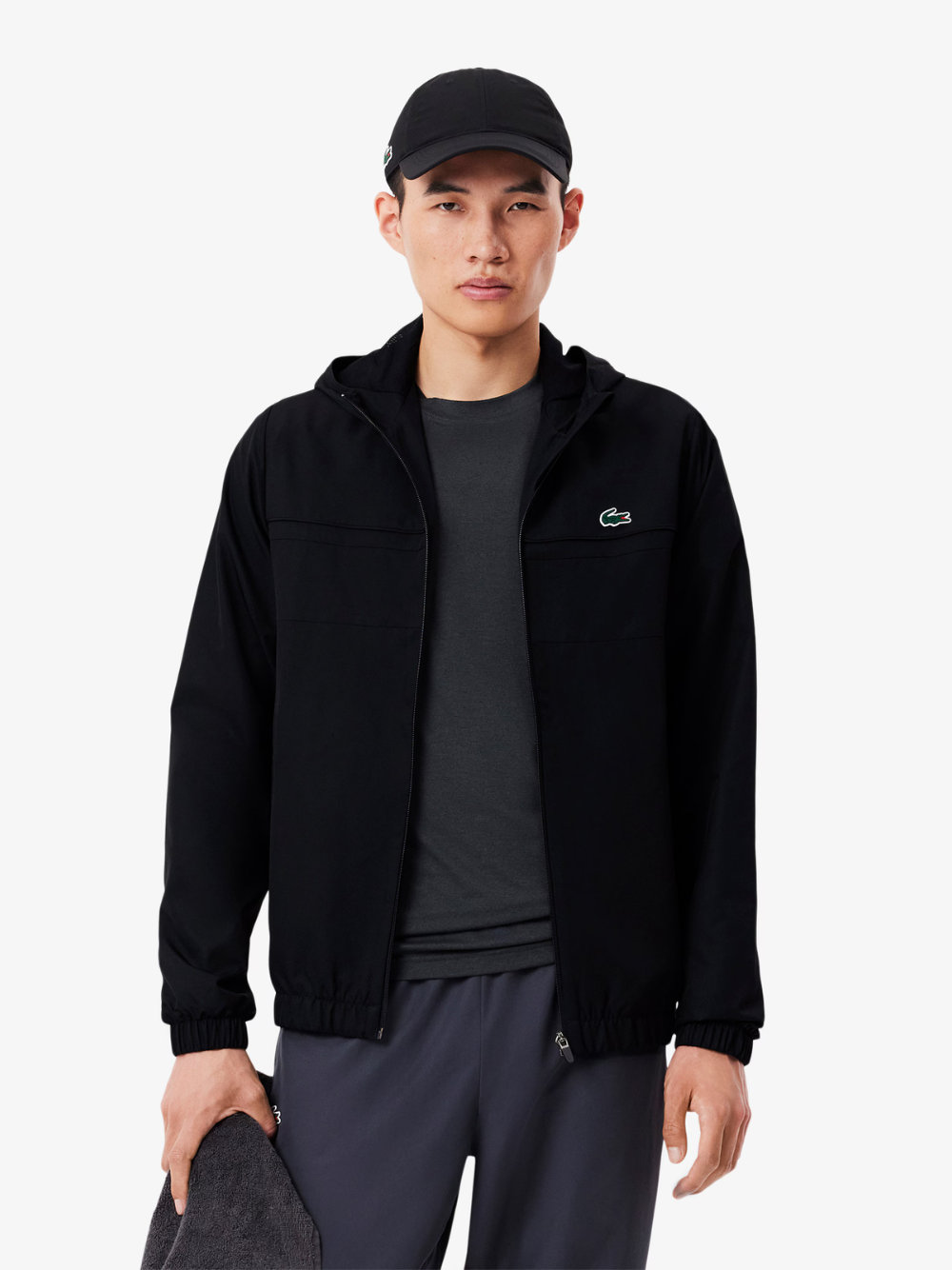 LACOSTE Water-Repellent Sport Track Jacket Black