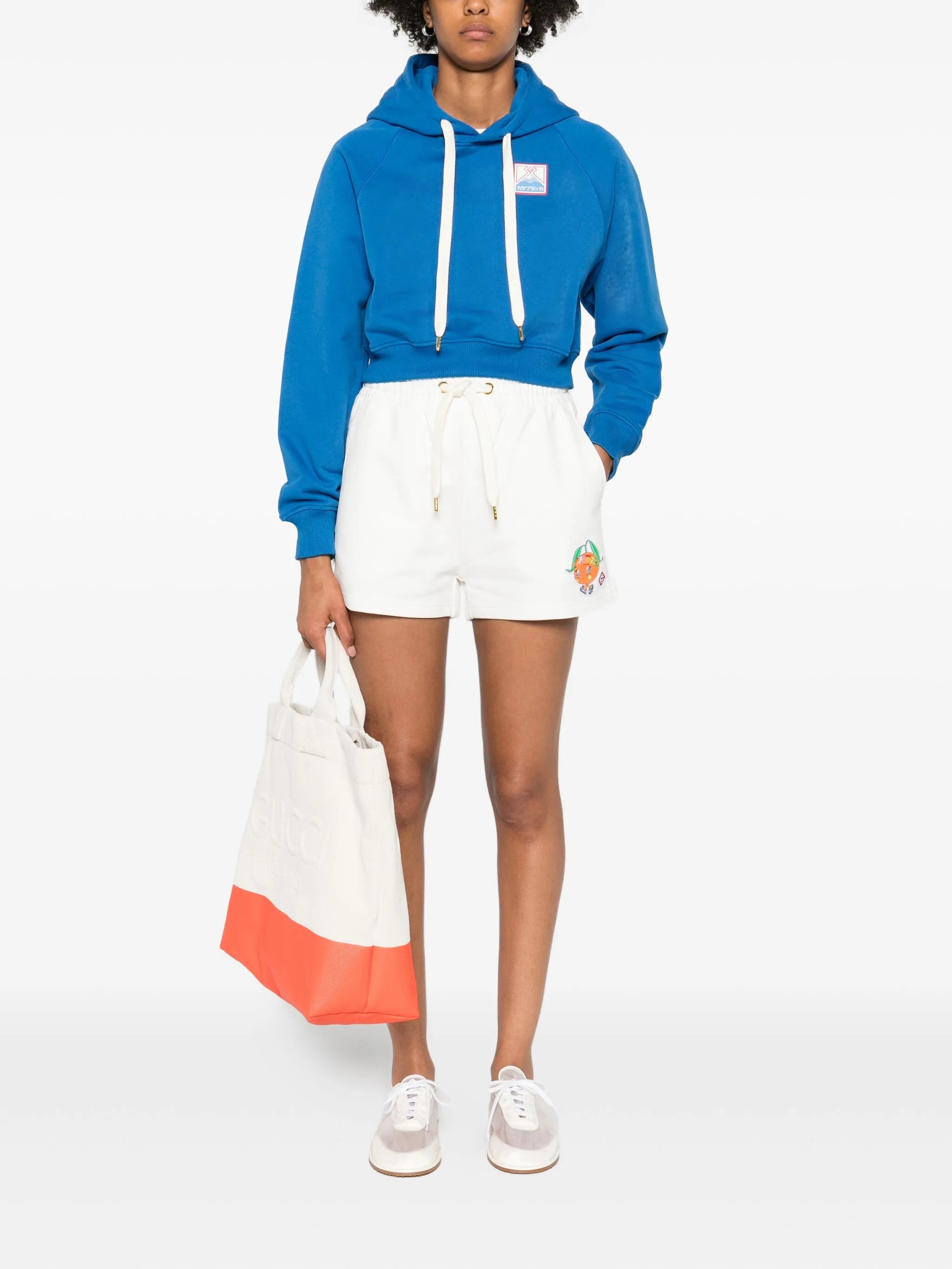 CASABLANCA WOMEN Orange Mascot Sweatshorts Off-White