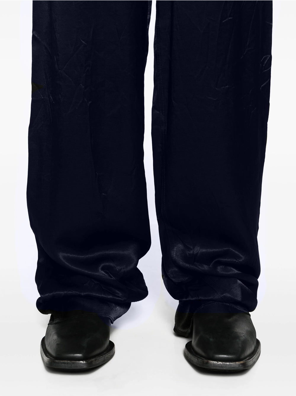 BALENCIAGA High-Waist Straight-Leg Trousers Dark Navy