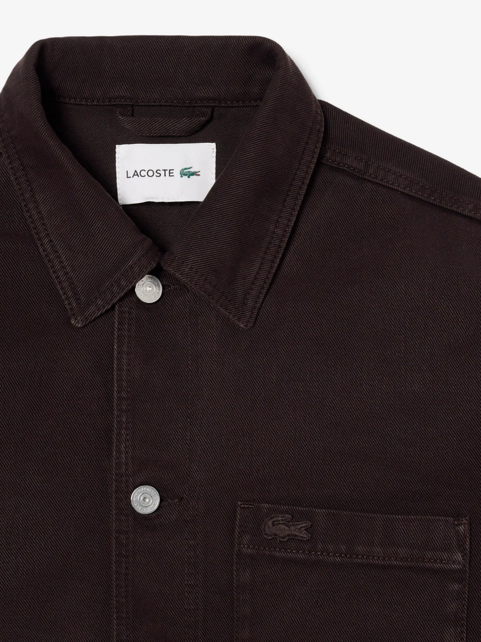 LACOSTE Oversized Denim Overshirt Brown
