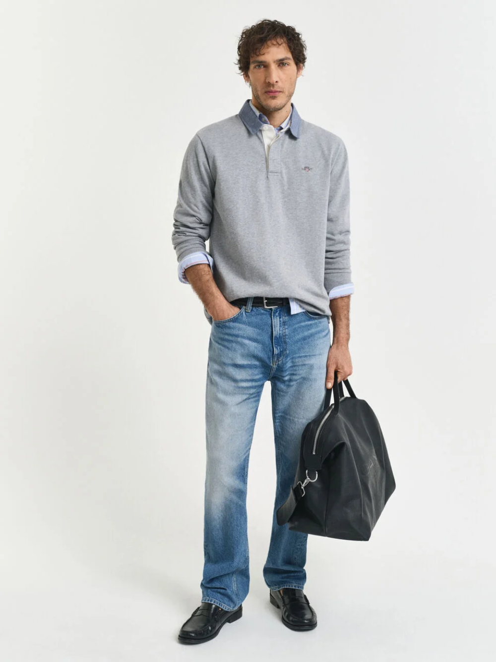 GANT Chambray Collar Heavy Rugger Grey Melange