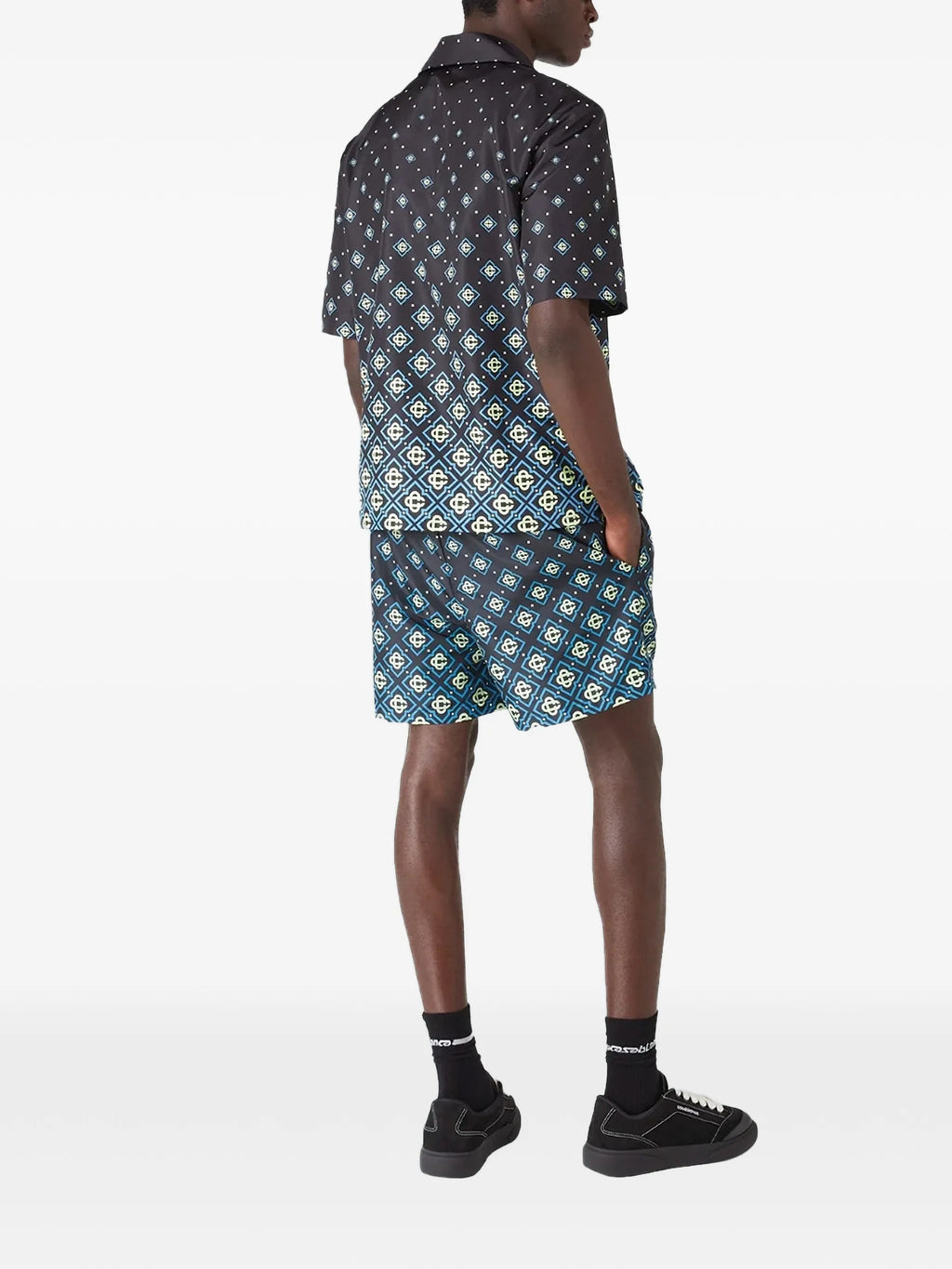 CASABLANCA Degrade Monogram Short Sleeve Swimwear Black