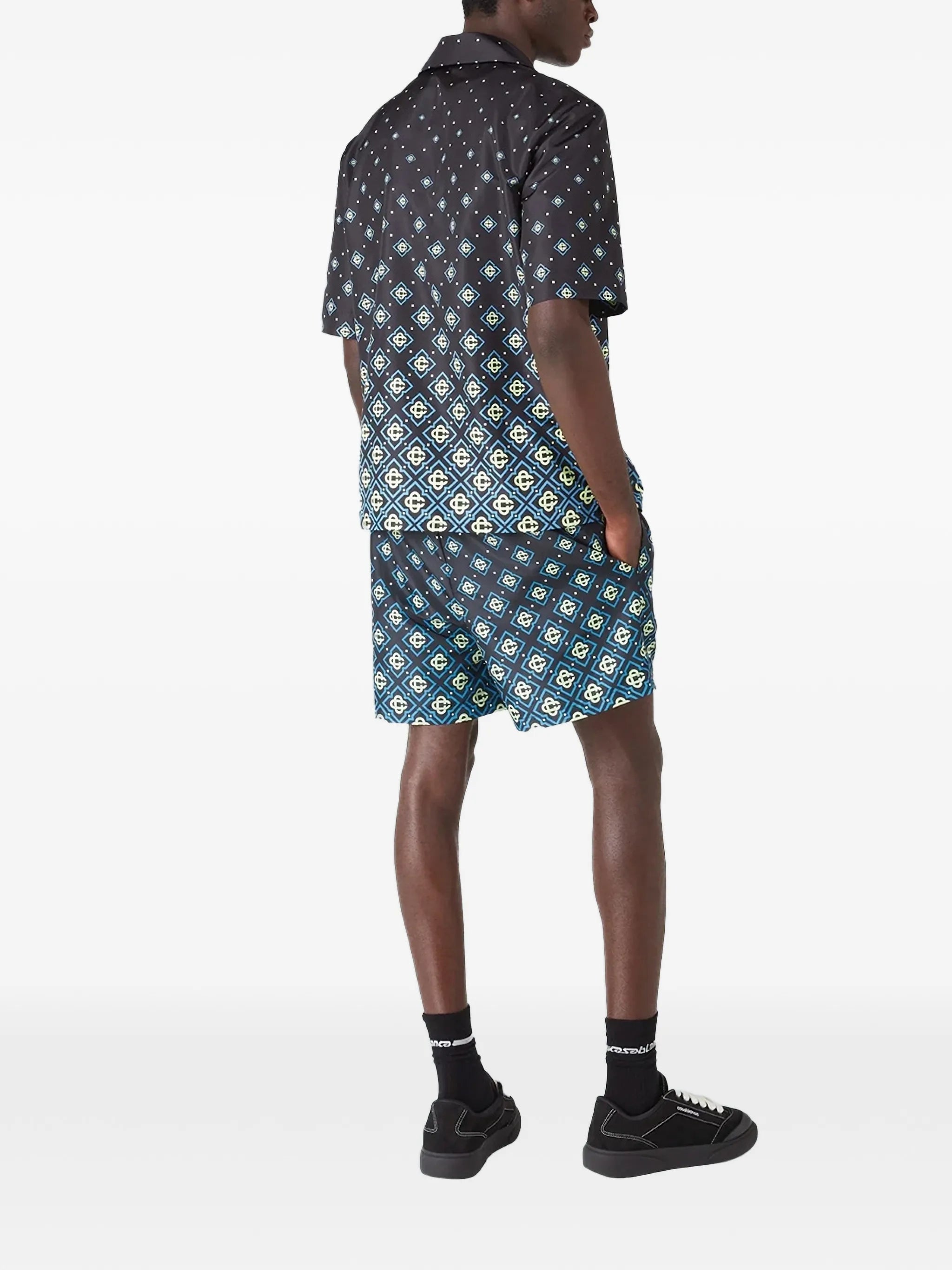 CASABLANCA Degrade Monogram Short Sleeve Swimwear Black