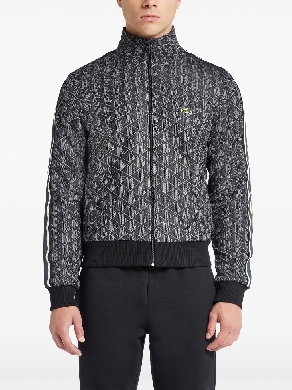 LACOSTE Paris Zip-Up Jacquard Track Jacket Black