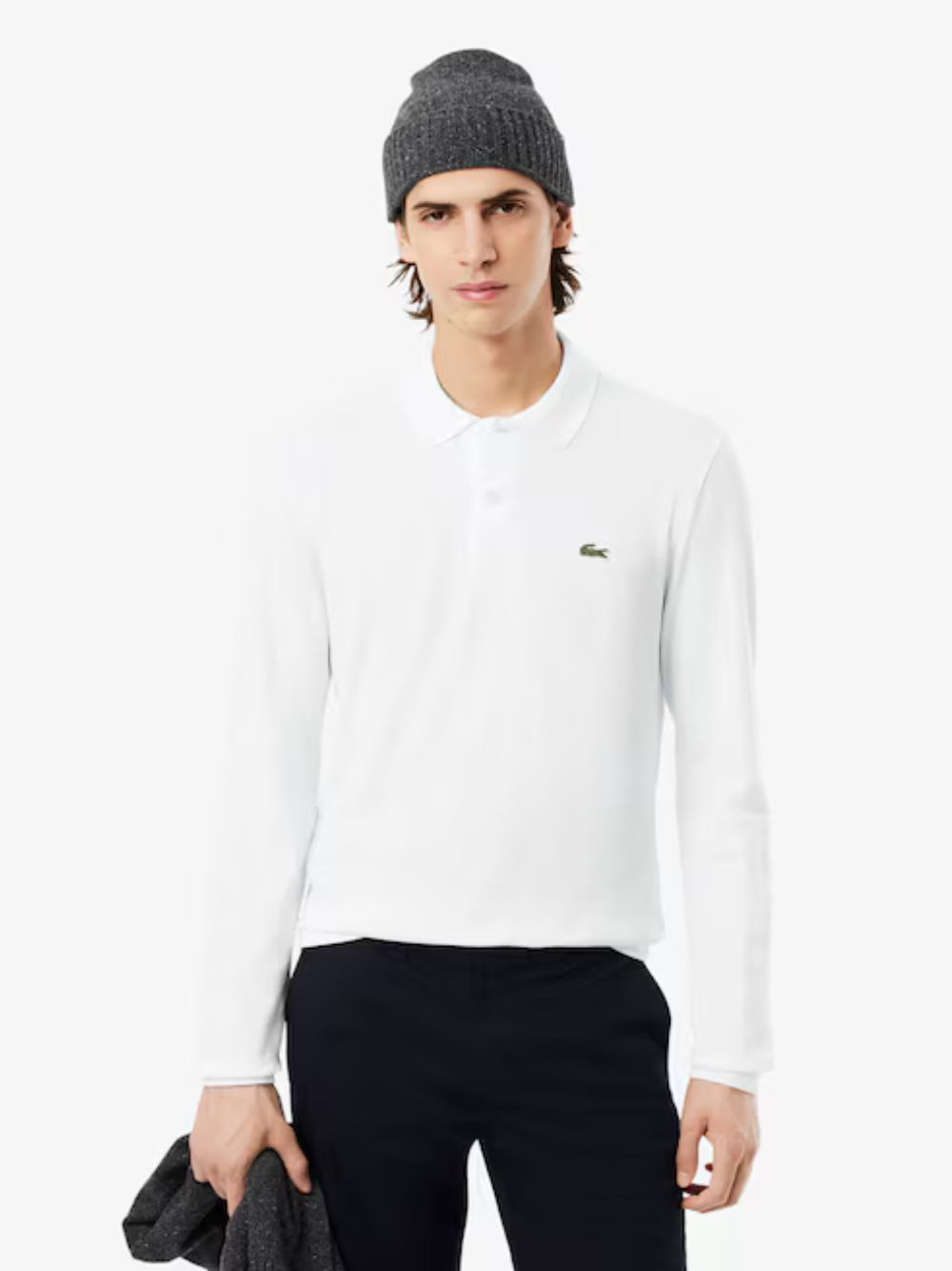 LACOSTE Classic Fit Long Sleeved L.12.12 Polo Shirt White