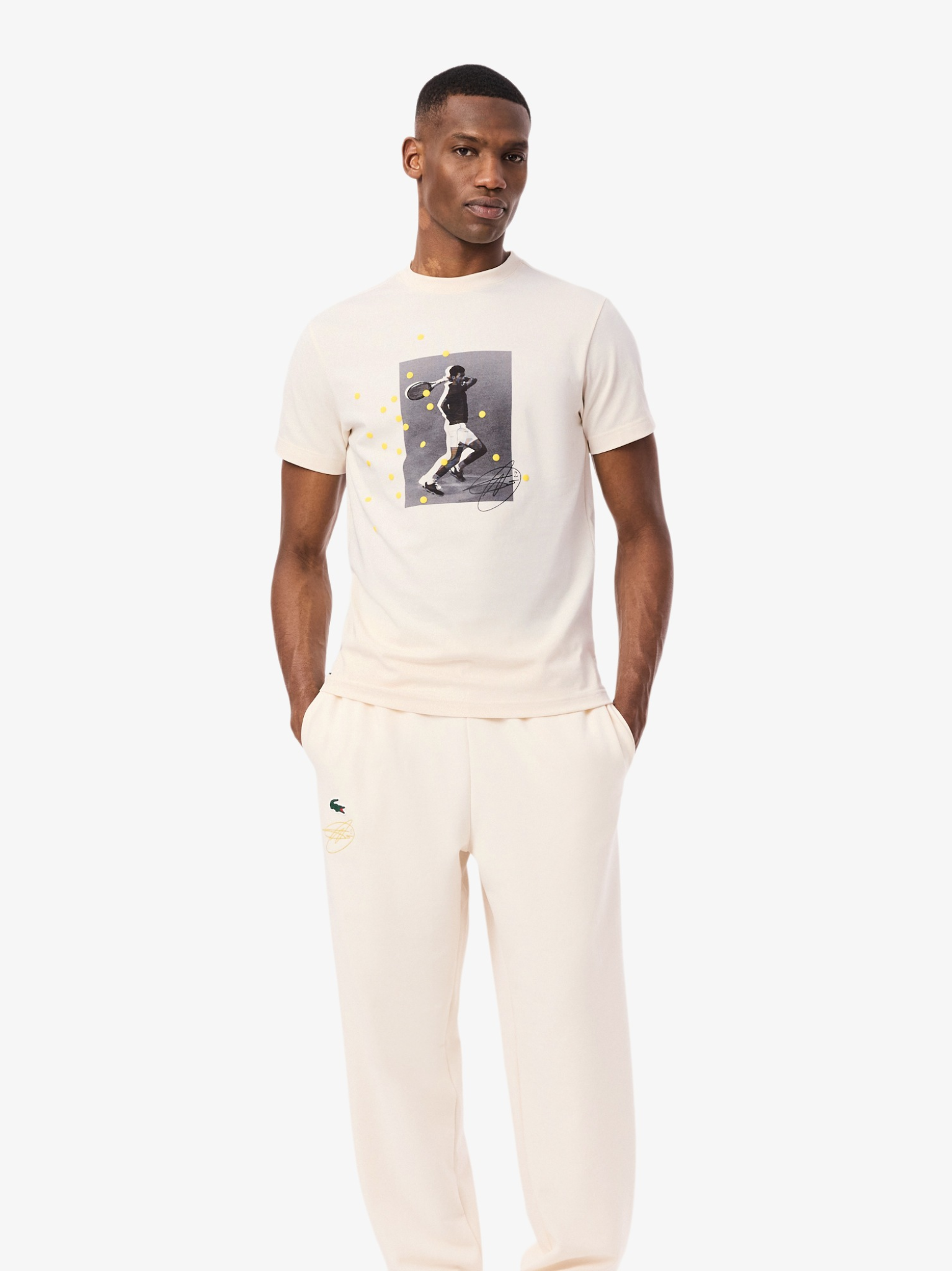 LACOSTE x Novak Djokovic Sweatpants Ecru White