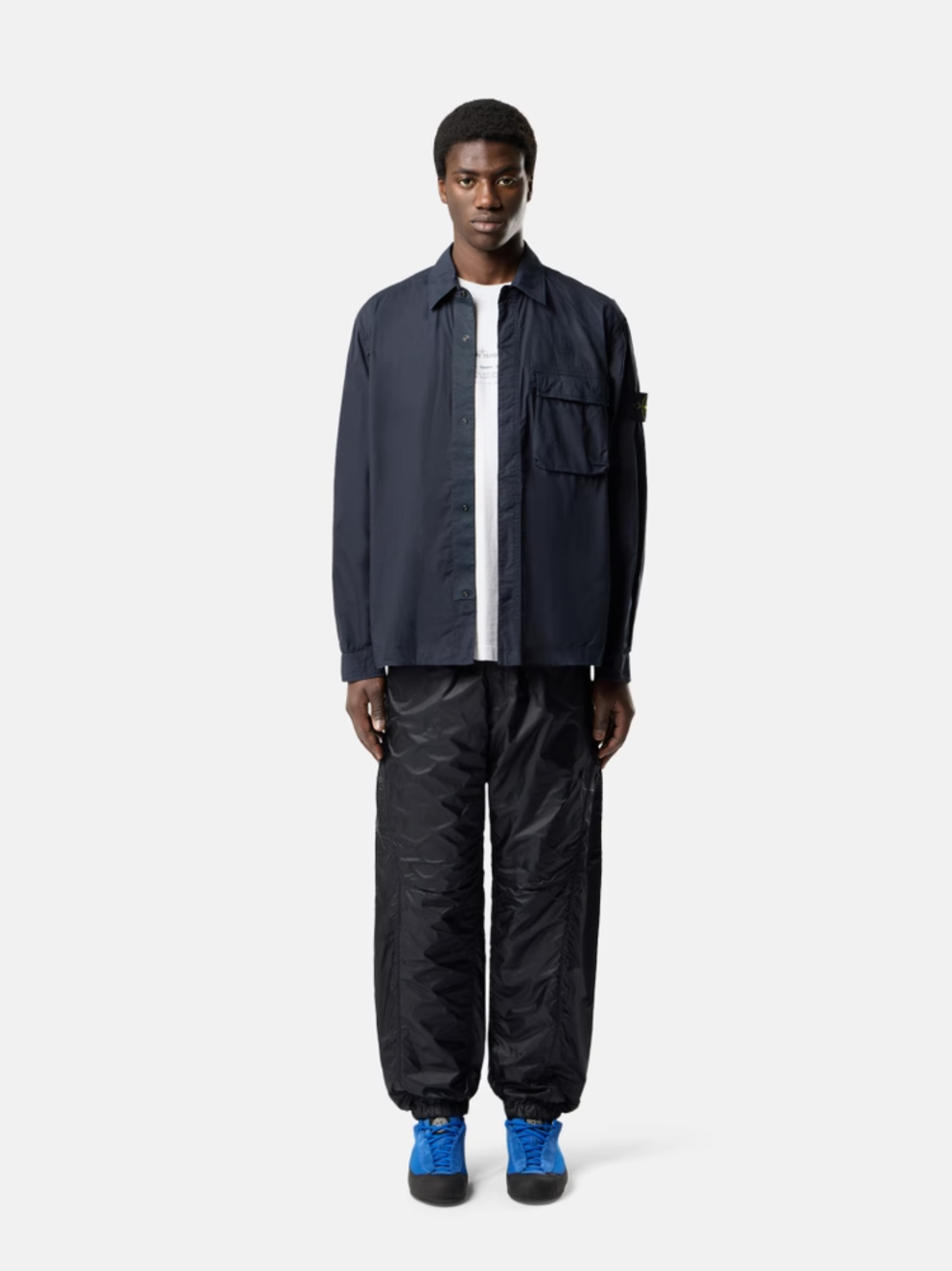 STONE ISLAND Stretch Cotton Tela 'Paracadute' Overshirt Navy Blue