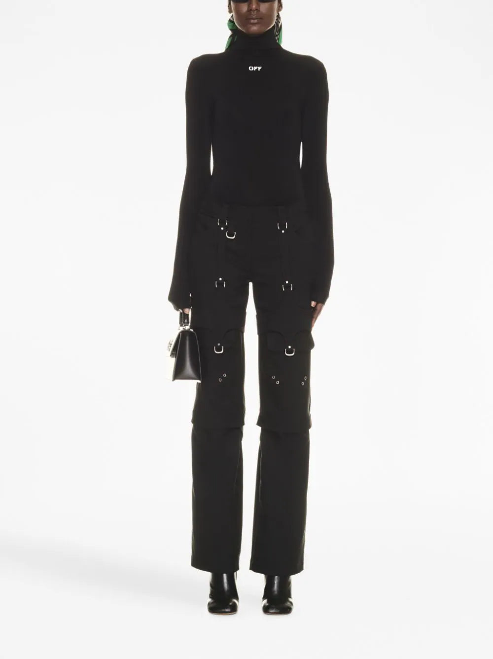OFF-WHITE WOMEN Buckle Cargo Zip Pants Black