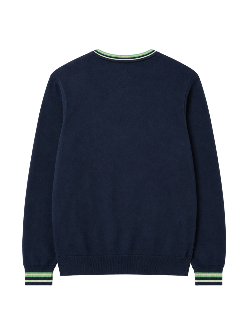 LACOSTE Striped Cotton Jersey Crew Neck Sweater Blue