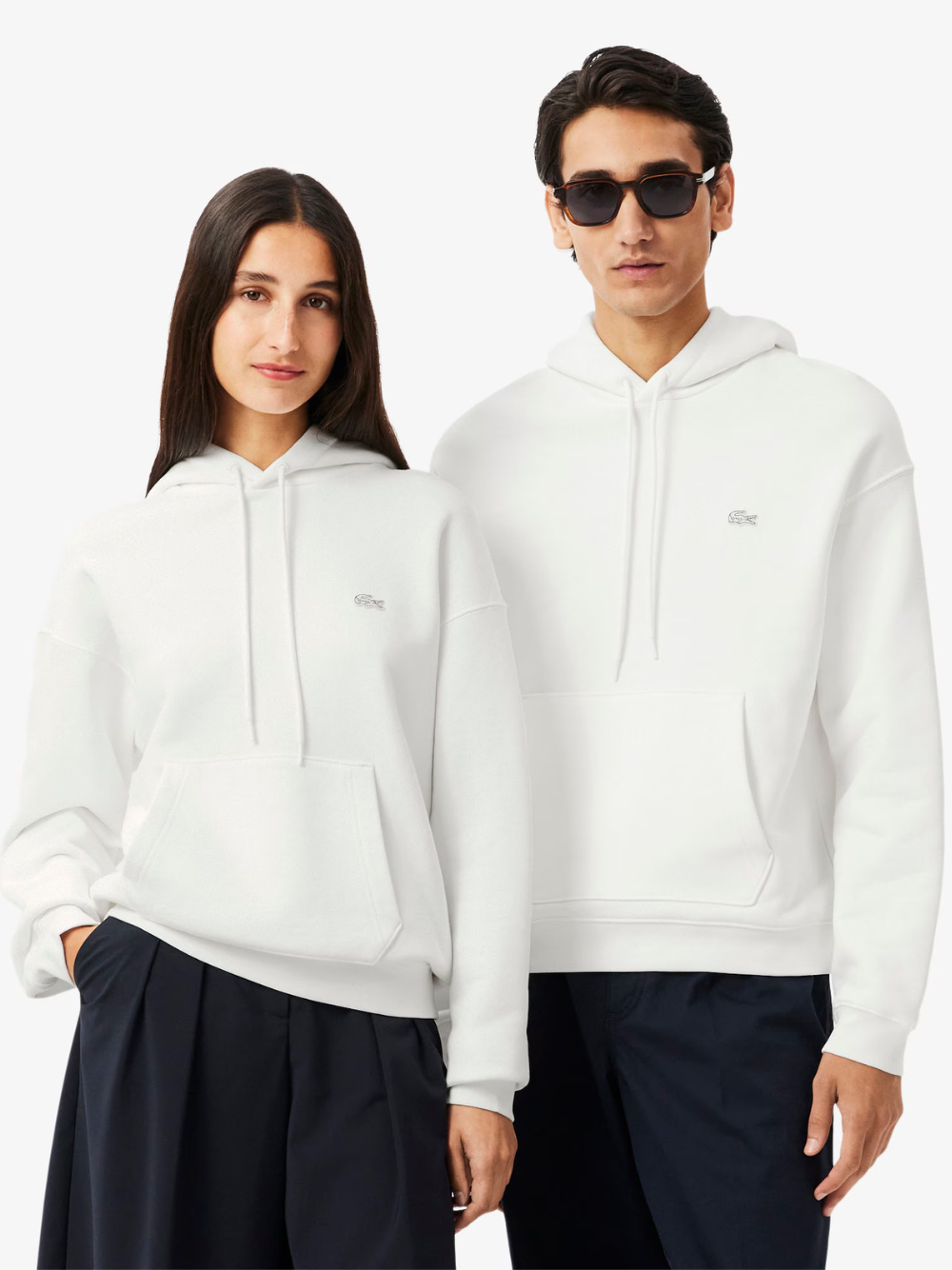 LACOSTE Heavy Fleece Hoodie White