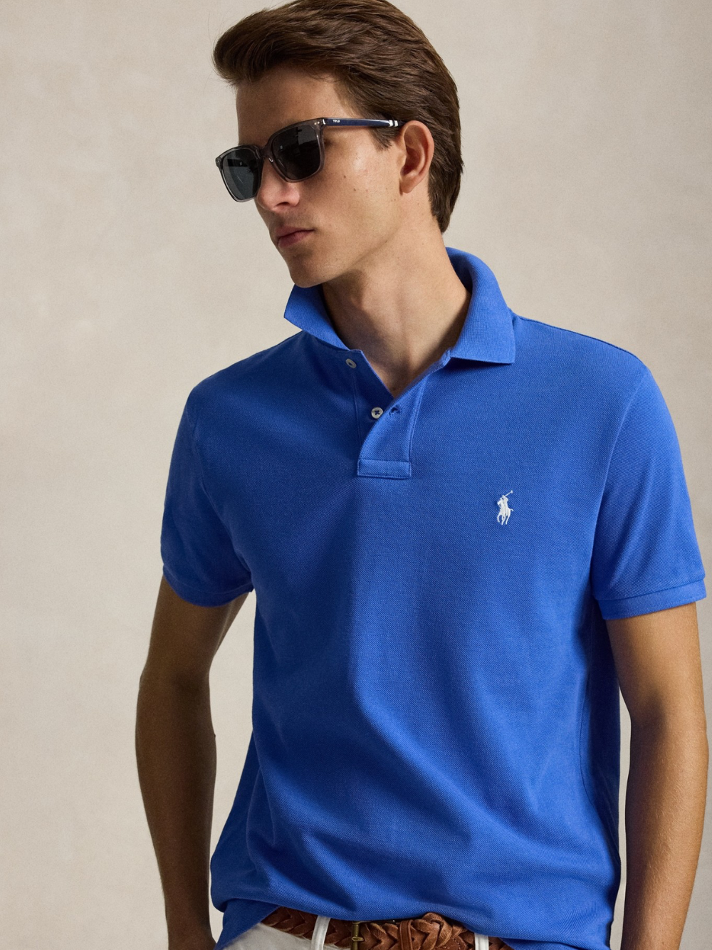 RALPH LAUREN The Iconic Custom Slim Fit Mesh Polo Iris Blue