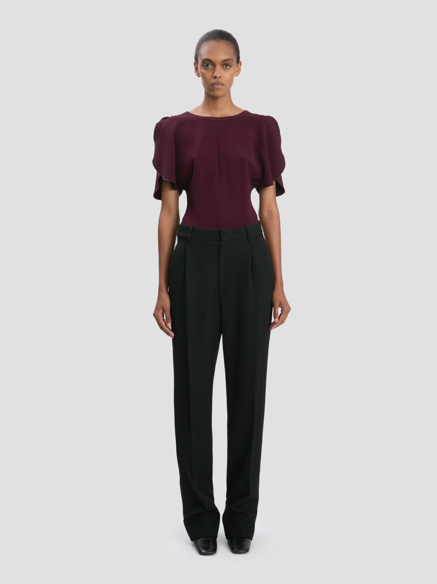 VICTORIA BECKHAM WOMEN Drop Waist Straight Leg Trousers Black