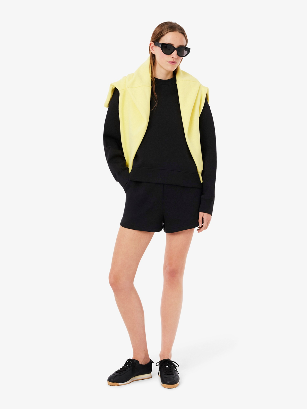 LACOSTE WOMEN Oversized Double Face Jersey Sweatshirt Black
