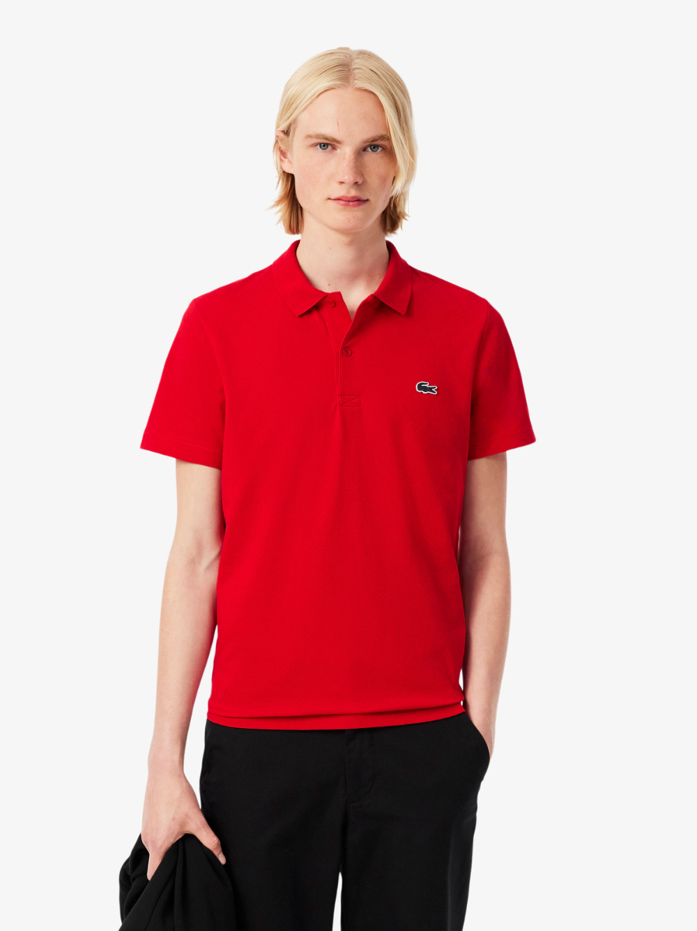 LACOSTE Regular Fit Cotton Blend Polo Shirt Red