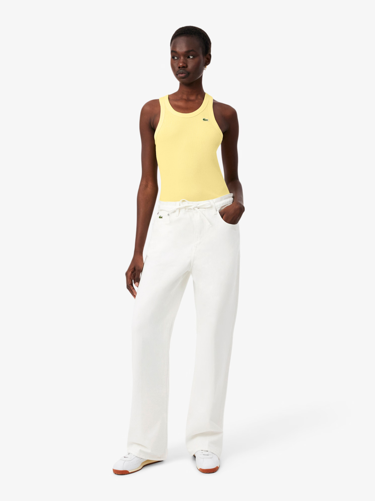 LACOSTE WOMEN Wide Fit Denim Jeans White