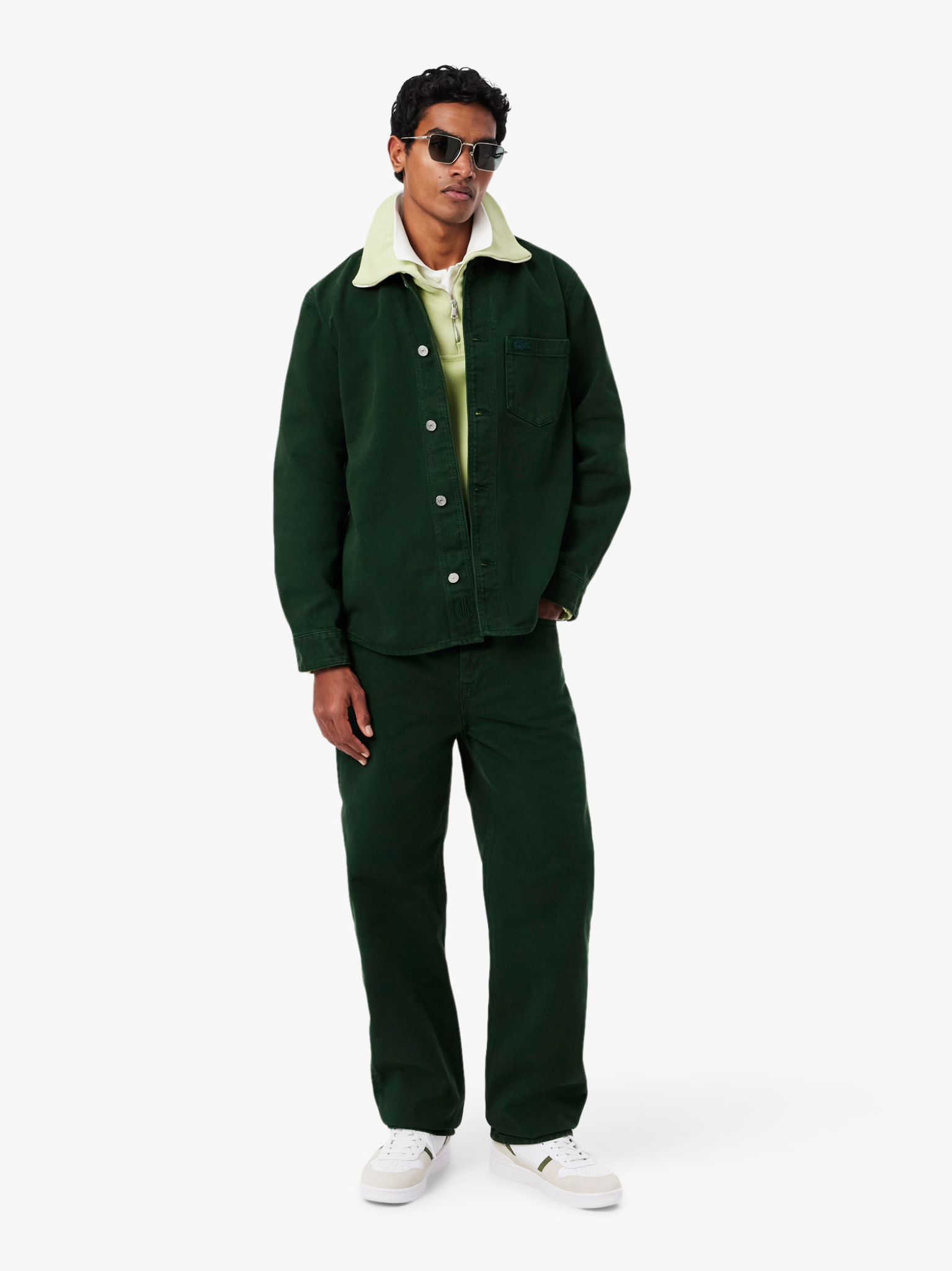 LACOSTE Oversized Denim Overshirt Green