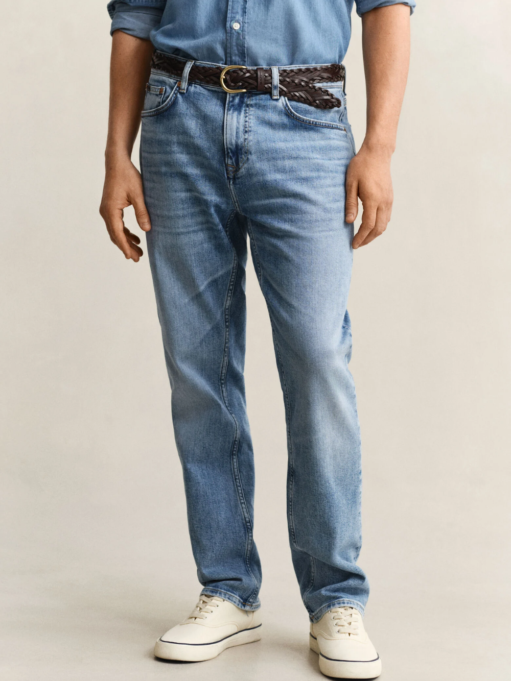 GANT Regular Fit Jeans Worn In Semi Light Blue