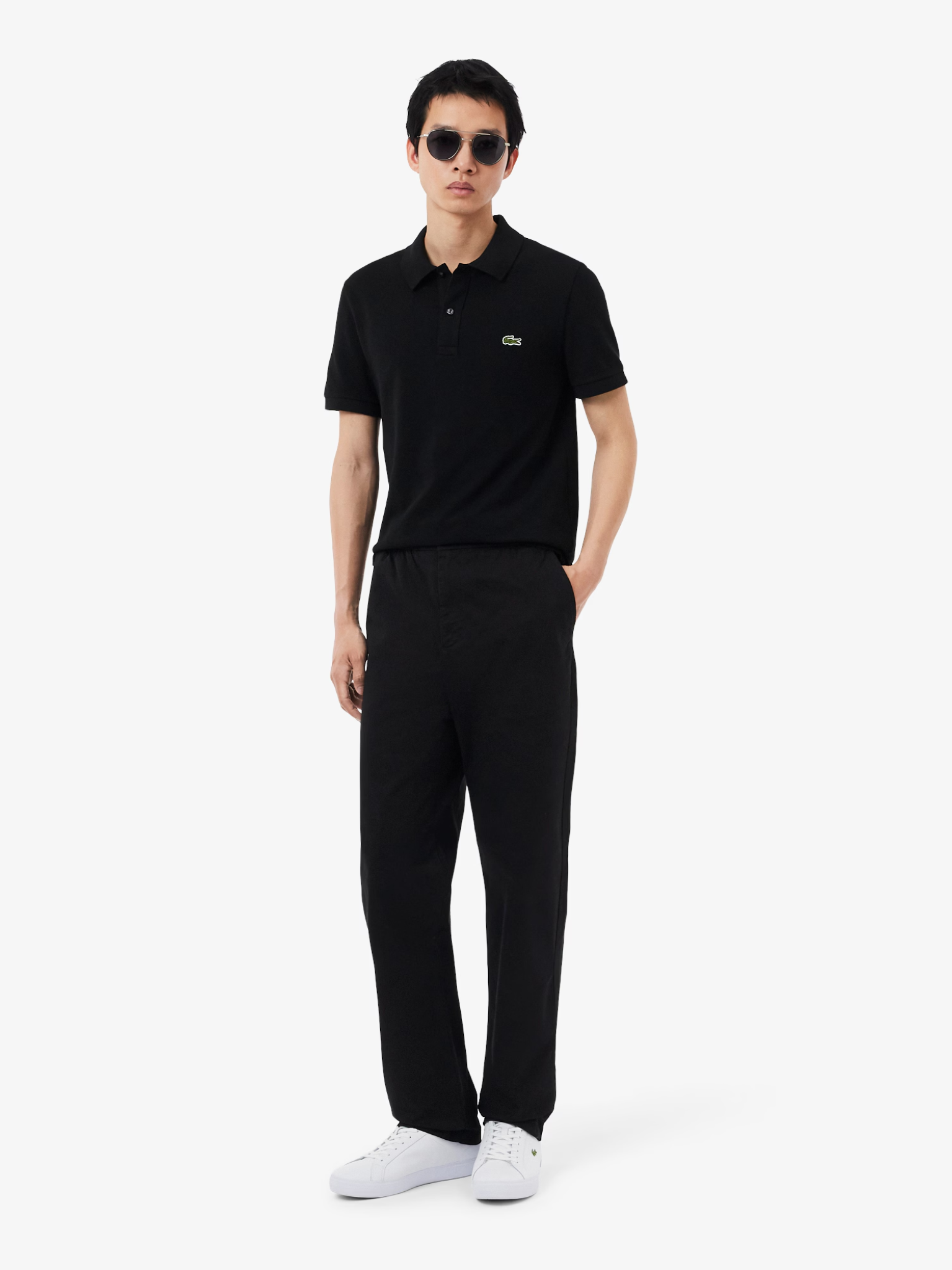 LACOSTE Regular Fit Cotton Twill Chino Pants Black