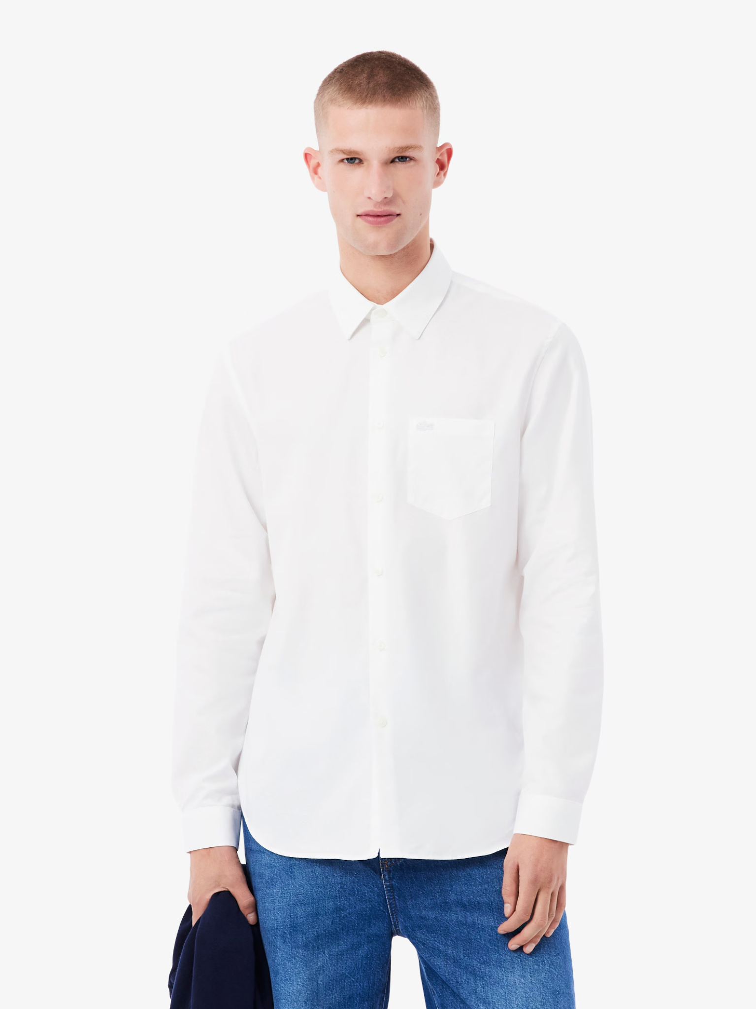 LACOSTE Regular Fit Cotton Poplin Shirt White